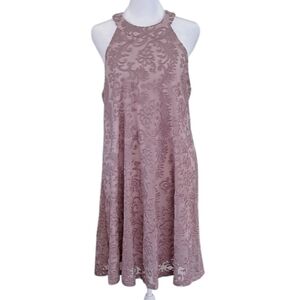 Roxberi Studio Elegant Lace Sleeveless Dress in Mauve Size Large